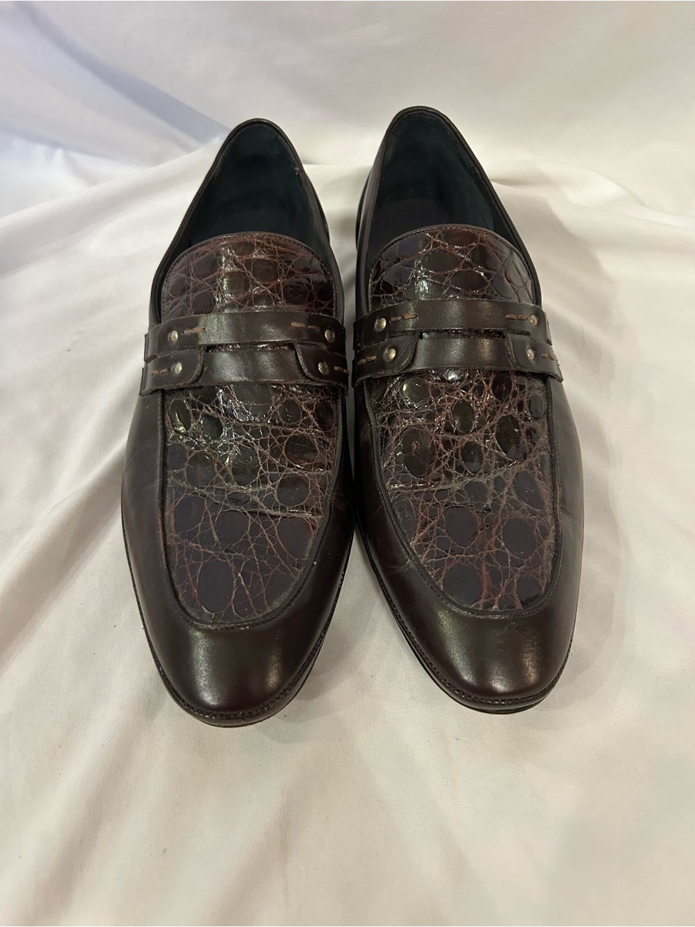 Mezlan Custom Men’s Genuine Alligator Slip On Loafers Sz 9.5 Brown